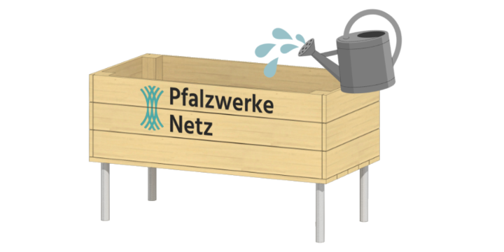 Zeichnung eines Hochbeets mit Gießkanne | © Seibel Spielgeräte