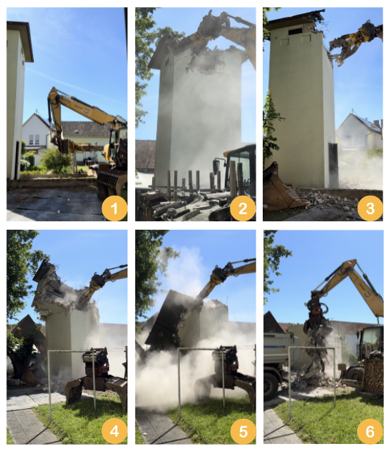 Abrissarbeiten Trafoturm im Gange