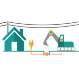 Icon Bauarbeiten mit Bagger am Hausanschluss | © PWN