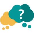 zwei Denkblasen mit einem Fragezeichen