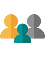 Icon Gruppe Drei Personen in unterschiedlichen Farben