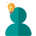 Icon Idee Mensch mit eine Glühbirne