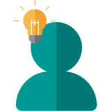 Icon Idee Mensch mit eine Glühbirne