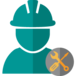 Mensch-Symbol mit Bauarbeiterhelm und Werkzeug