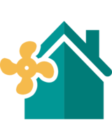 Icon Lüftungsanlage Haus mit einem Symbol für Lüftung