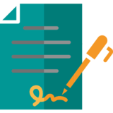 Formular mit Unterschrift und Stiftsymbol