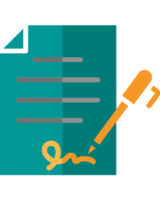 Icon Unterschrift Formular mit Unterschrift und Stiftsymbol